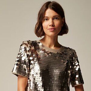 J. Crew Collection Sequin-Embellished T-Shirt Women's Size Small 100% Cotton NWT